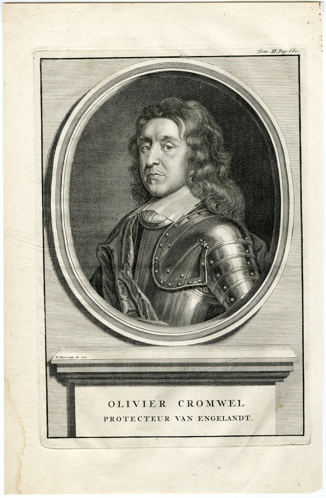 , Antique Print-OLIVER-CROMWELL-PORTRAIT-Picart-Walker-1730, Pictura Antique Prints