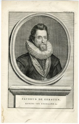 Antique Print-JAMES-I-KING-JACOBUS-DE-EERSTEN-Picart-Van Dyck-1730