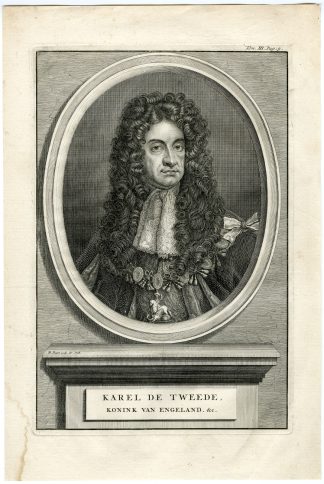 Antique Print-KAREL-DE-TWEEDE-KING-CHARLES-II-Picart-Kneller-1730