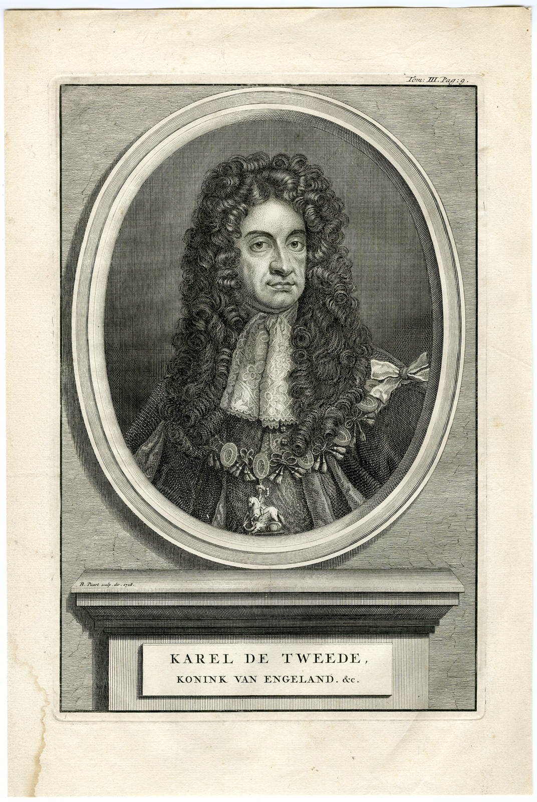 , Antique Print-KAREL-DE-TWEEDE-KING-CHARLES-II-Picart-Kneller-1730, Pictura Antique Prints