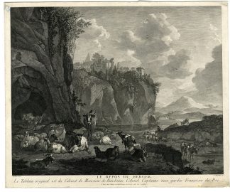 Antique Master Print-BERGER-CATTLE-SHEPHARD-LANDSCAPE-Charpentier-Berchem-c.1760
