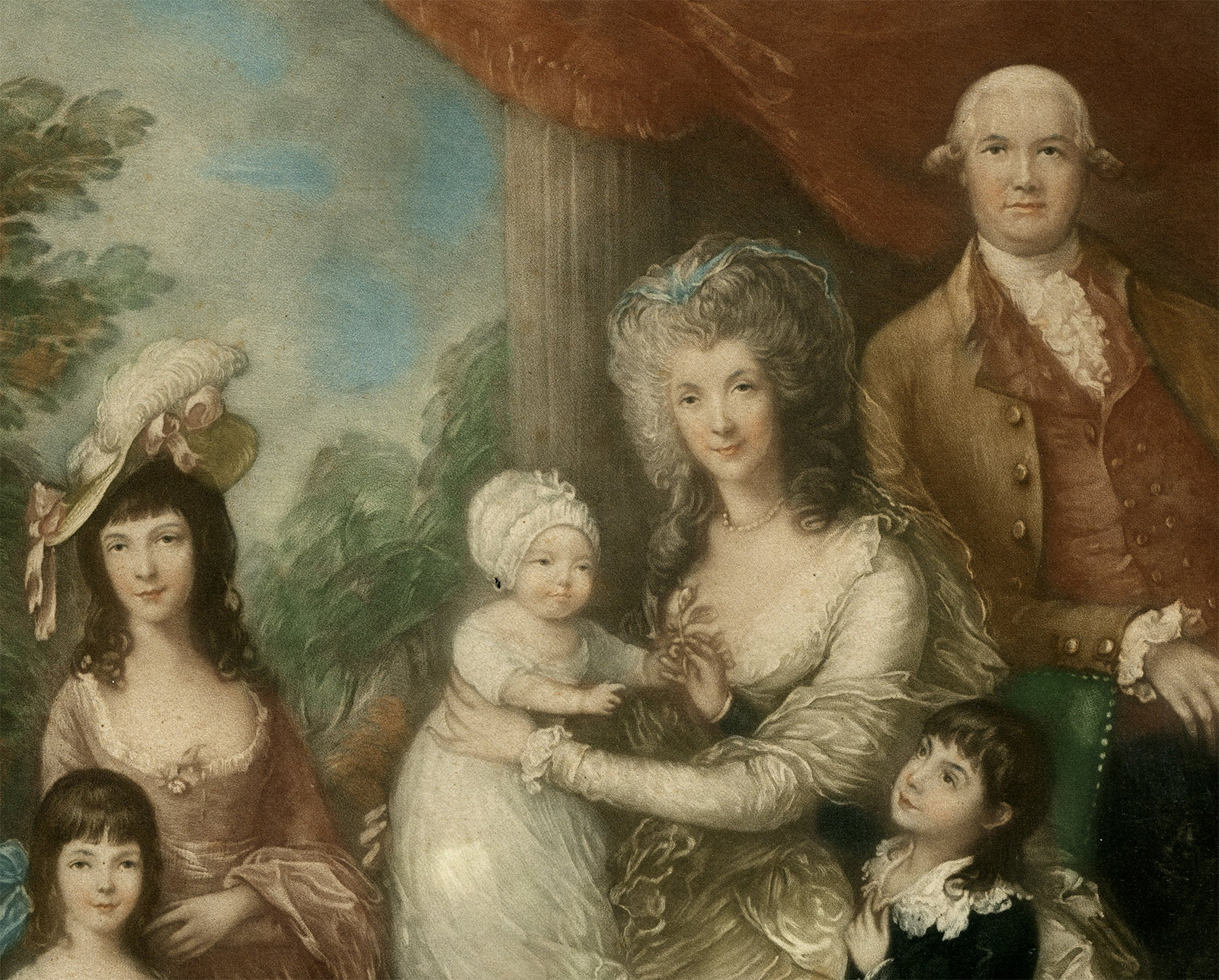 , Antique Master Print-BAILLIE-FAMILY-PORTRAIT-MEZZOTINT-Gainsborough-1784-1850, Pictura Antique Prints