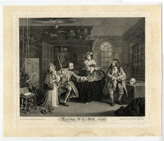 Antique Master Print-QUACK DOCTER-CURIOSITY CABINET-ALCHEMIST-Baron-Hogarth-1745