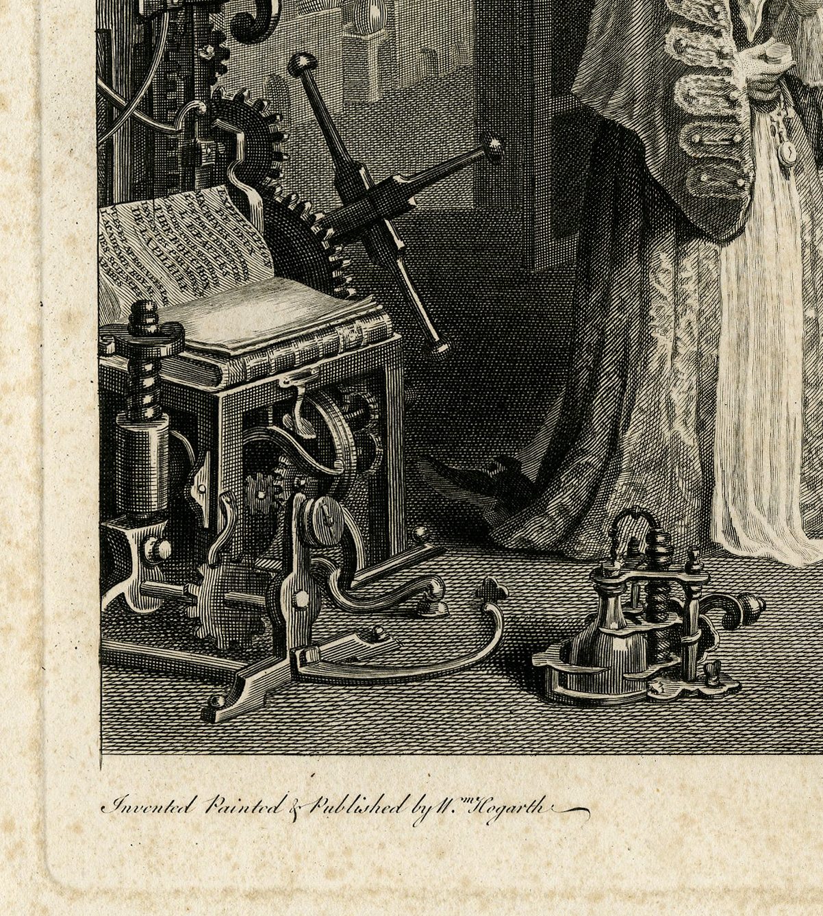 , Antique Master Print-QUACK DOCTER-CURIOSITY CABINET-ALCHEMIST-Baron-Hogarth-1745, Pictura Antique Prints