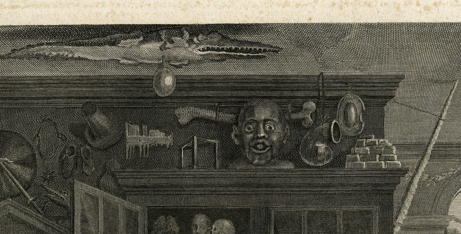 , Antique Master Print-QUACK DOCTER-CURIOSITY CABINET-ALCHEMIST-Baron-Hogarth-1745, Pictura Antique Prints