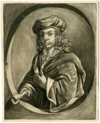 Rare-Antique Master Print-SELF-PORTRAIT-MEZZOTINT-van der Burch-1687-1750