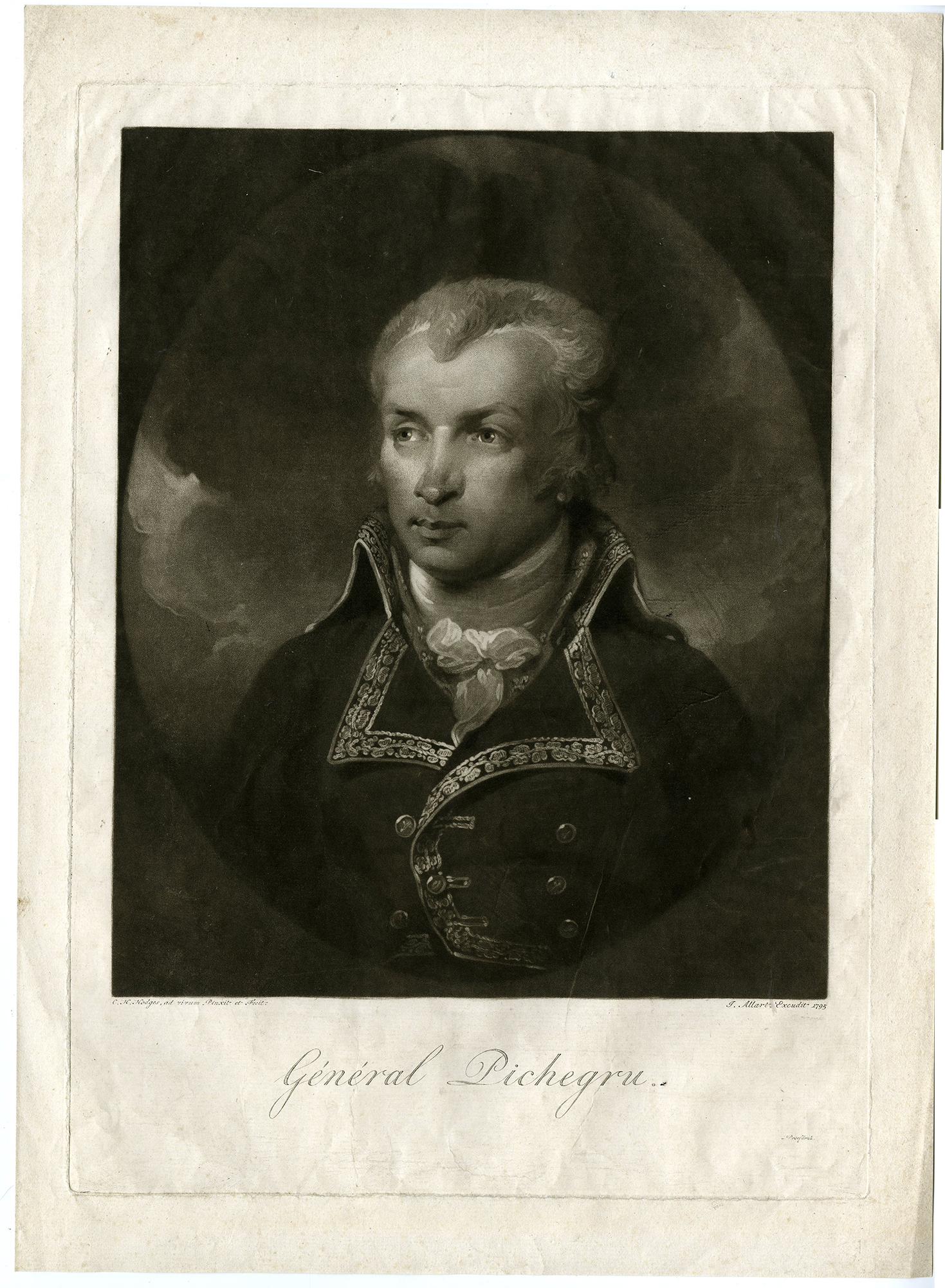 , Antique Master Print-GENERAL-CHARLES PICHEGRU-MEZZOTINT-Hodges-1721, Pictura Antique Prints