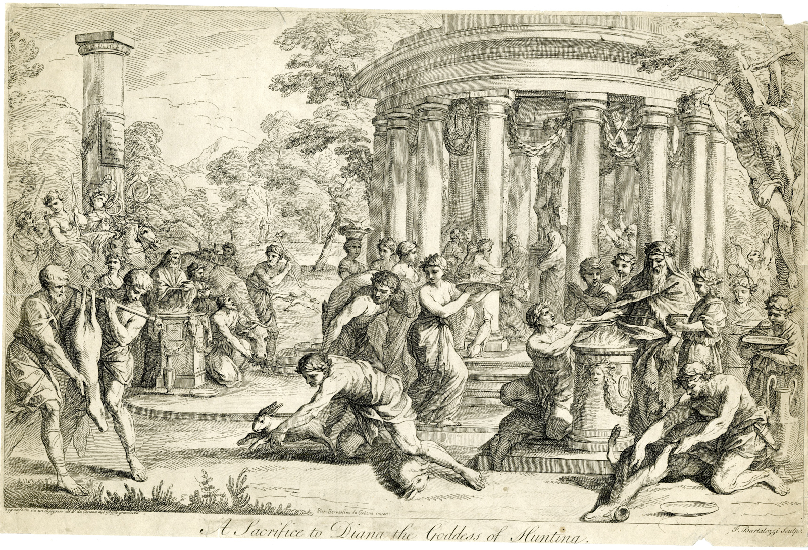 , Antique Master Print-DIANA-SACRIFICE-CLASSICAL-Bartolozzi-Cortona-1776, Pictura Antique Prints