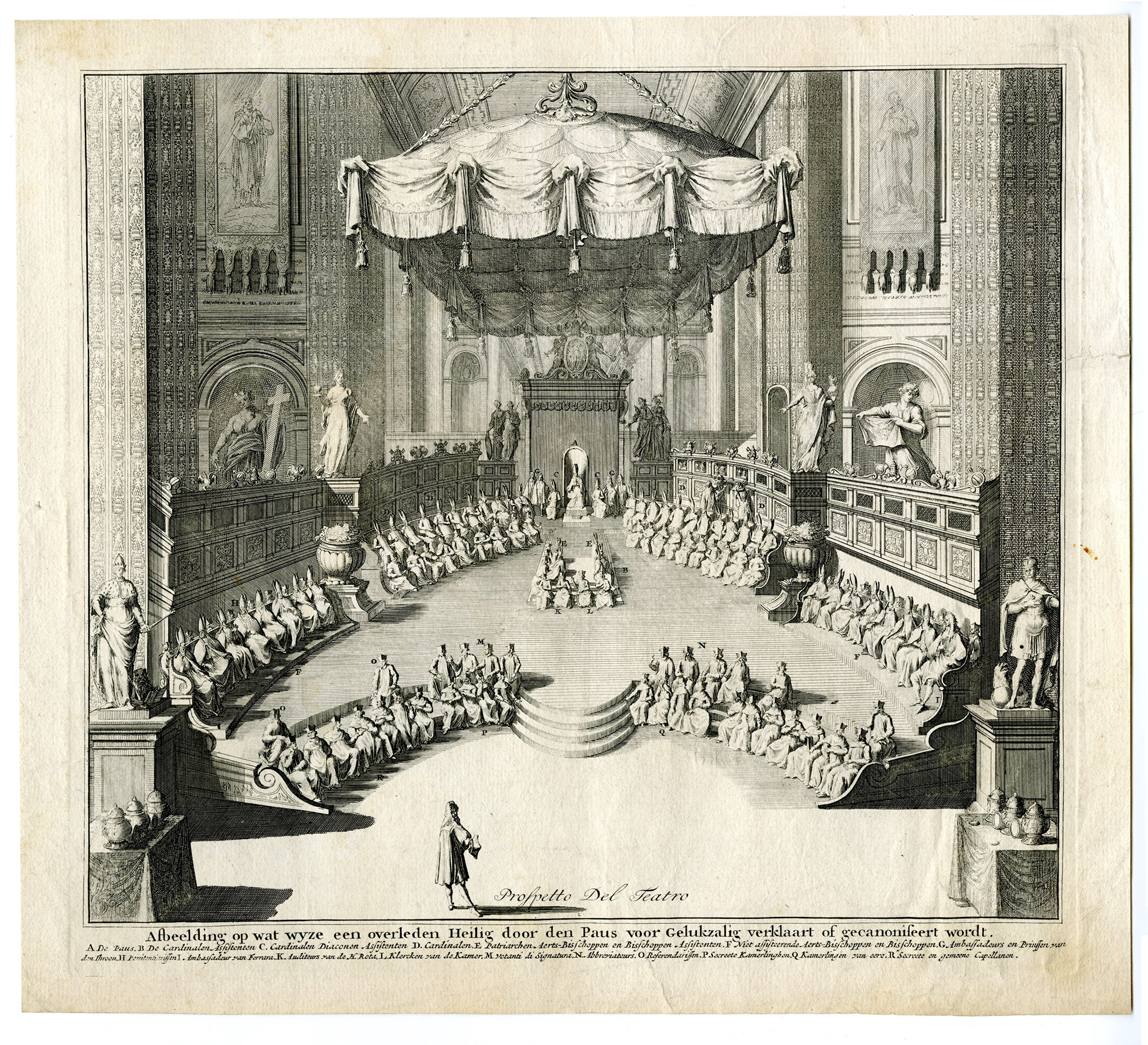 , Antique Master Print-COLLEGIO-DI-PROPAGANDA-FIDE-BEATIFICATION-POPE-Elandt-1716, Pictura Antique Prints