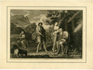 Antique Master Print-JACOB-RACHEL-LEAH-MARRIAGE-Audran-Coypel-c.1700