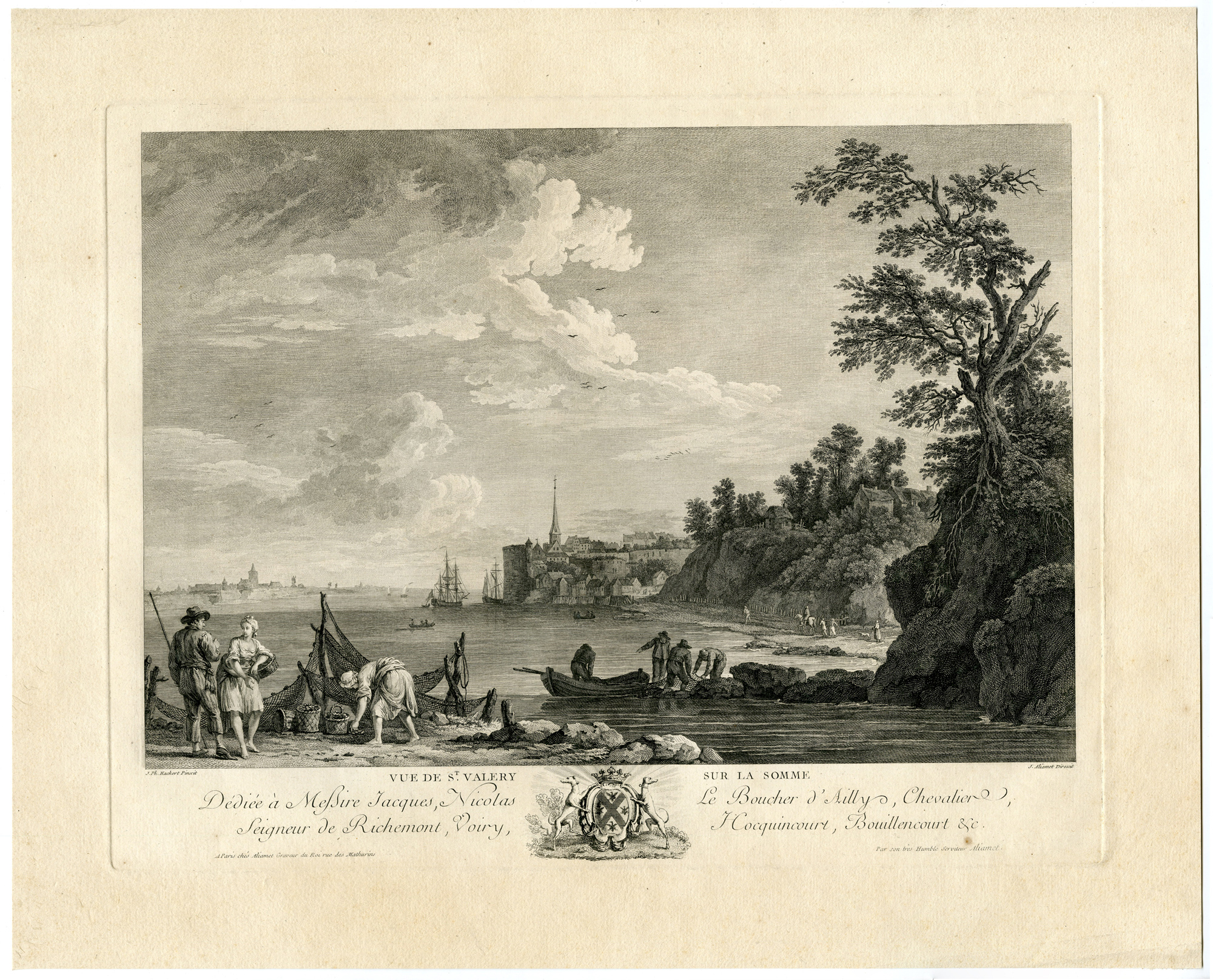 , Antique Master Print-SAINT-VALERY-SUR-SOMME-Aliamet-Hackert-c.1770, Pictura Antique Prints