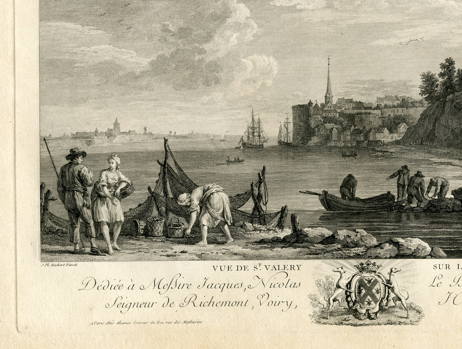 , Antique Master Print-SAINT-VALERY-SUR-SOMME-Aliamet-Hackert-c.1770, Pictura Antique Prints