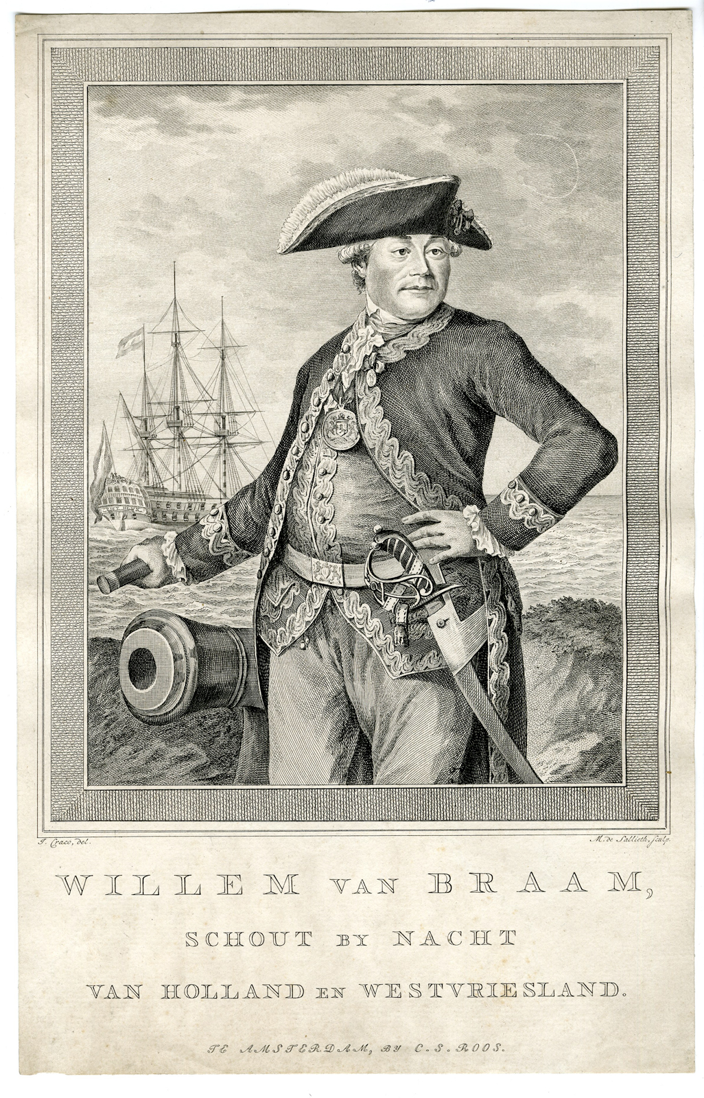 , Antique Print-WILLEM-VAN-BRAAM-ADMIRAL-de Sallieth-Craco-1782/1789-1800, Pictura Antique Prints