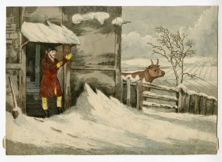 Antique Print-WINTER-HUNTING-HUMOUR-COUNTRY-SCENE-SNOW-Alken-c.1820-1830