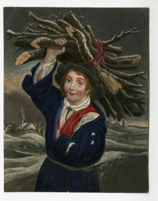 Antique Print-WOOD-BOY-RUSTIC-WINTER-Barker-c.1830-1850