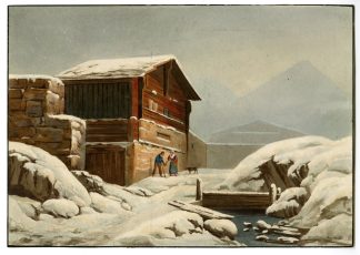 Antique Master Print-AU-SIMPLON-ALPINE-CHALET-WINTER-Himely-Ostervald-1829