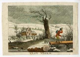 Antique Print-SNOW-STORM-WINTER-SOLDIER-TRAVELER-FOLK-PRINT-Anonymous-c.1830