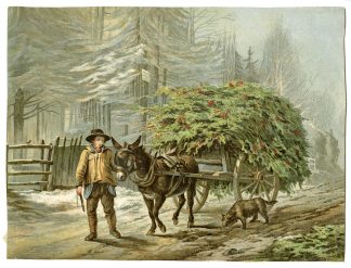 Antique Print-HOLLY-CART-WINTER-Leighton-Duncan-1856