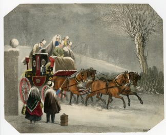 Antique Print-STAGECOACH-QUITE-FULL-WINTER-Constable-1839