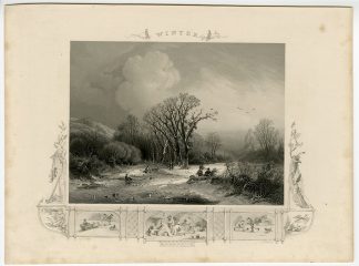 Antique Print-WINTER-LANDSCAPE-Heawood-Eyken-c.1849
