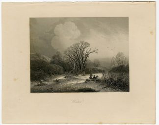 Antique Print-WINTER LANDSCAPE-Heawood-Eyken-c.1849