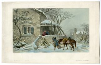 Antique Print-PAR-MONTS-ET-PAR-VAUX-WINTER-FARMHOUSE-Delarue-c.1850-1860