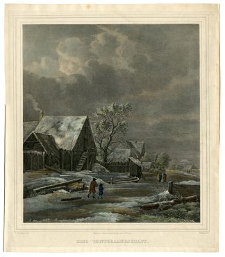 Antique Master Print-WINTERLANDSCHAFT-WINTER LANDSCAPE-Sedlmayer-Ruisdael-c.1850