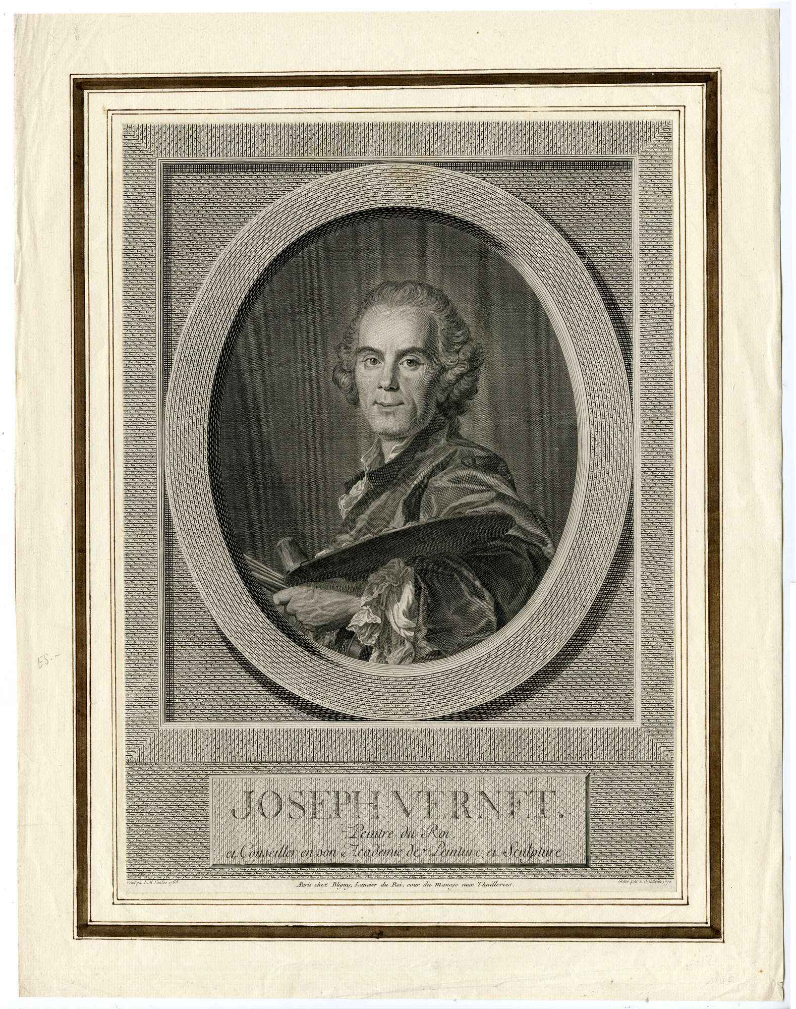 , Antique Master Print-JOSEPH-VERNET-PORTRAIT-Cathelin-Van Loo-1770, Pictura Antique Prints