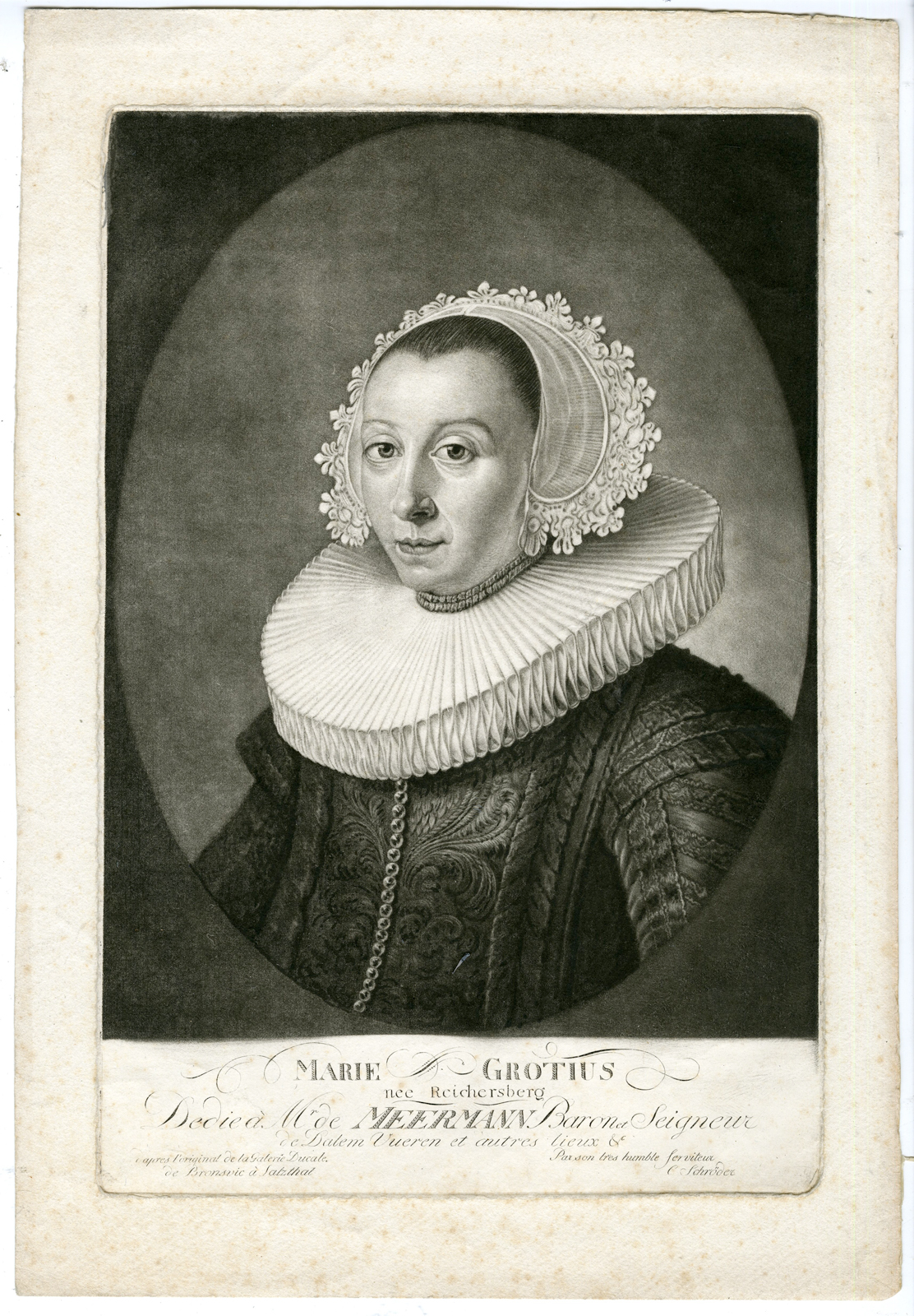 , Antique Master Print-MARIA-VAN-REIGERSBERCH-GROTIUS-GROOT-Schroder-19th c., Pictura Antique Prints