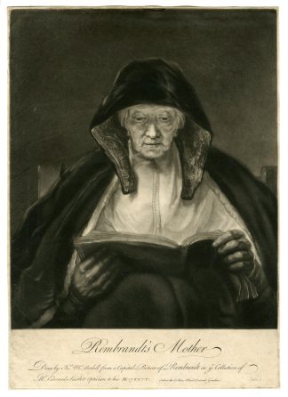 Antique Master Print-REMBRANDTS-MOTHER-MEZZOTINT-McArdell-Rembrandt-c.1738-1765