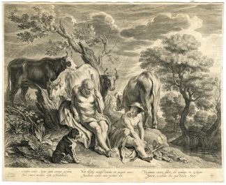 Antique Master Print-MERCURY-AND-ARGUS-MYTHOLOGY-Bolswert-Jordaens-ca. 1630-1650