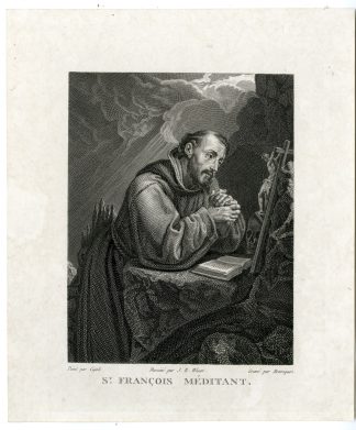 Antique Print-ST-FRANCIS-MEDITATING-RELIGIOUS-Henriquez-Cigoli-Wicar-c.1790-1805