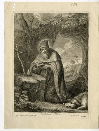 Antique Master Print-SAINT-ANTHONY-ABBOT-S-ANTONIO-ABBATE-Wagner-1781