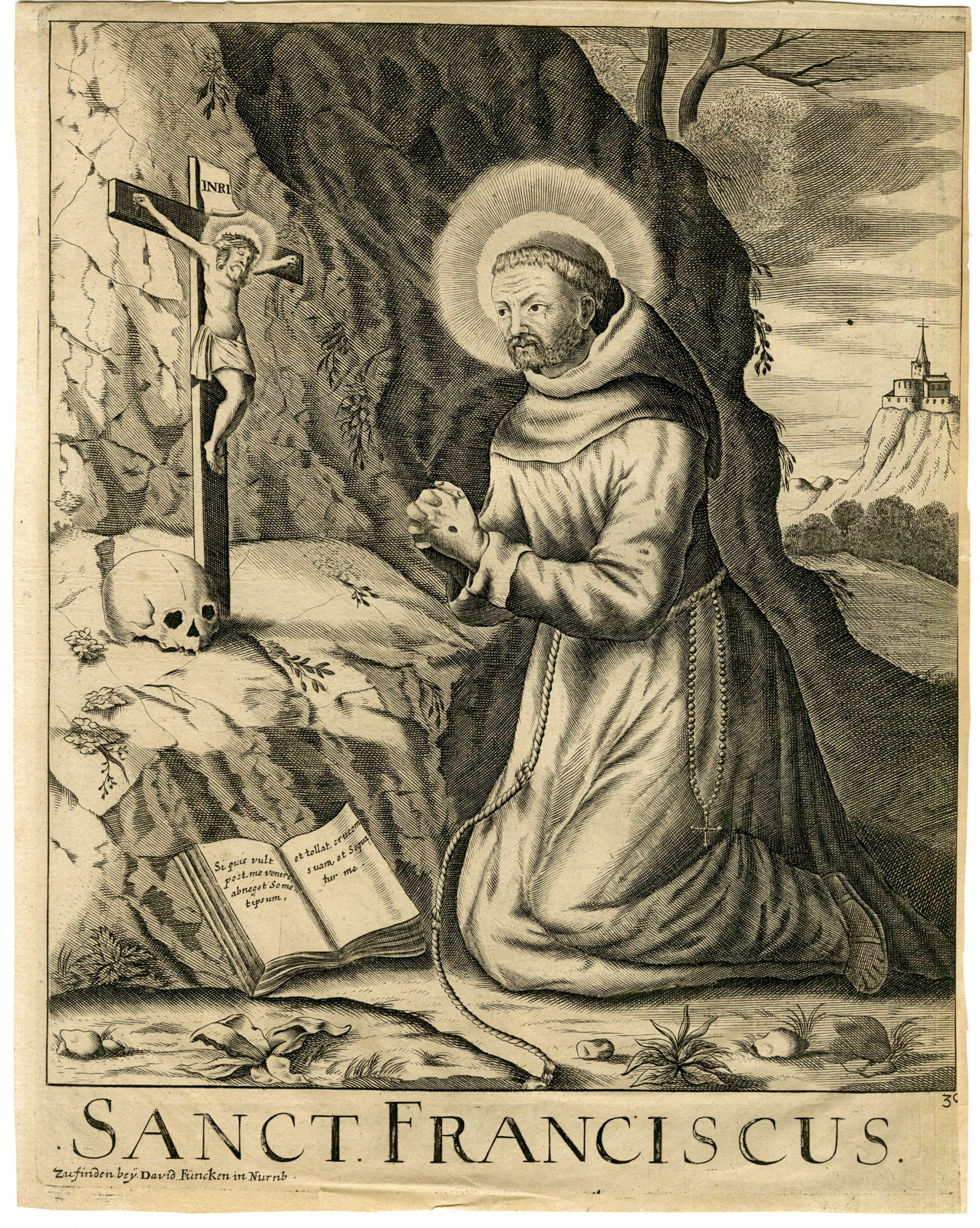 , Rare-Antique Print-SANCT-SAINT FRANCISCUS-DEVOTIONAL-Funcken-c.1700, Pictura Antique Prints