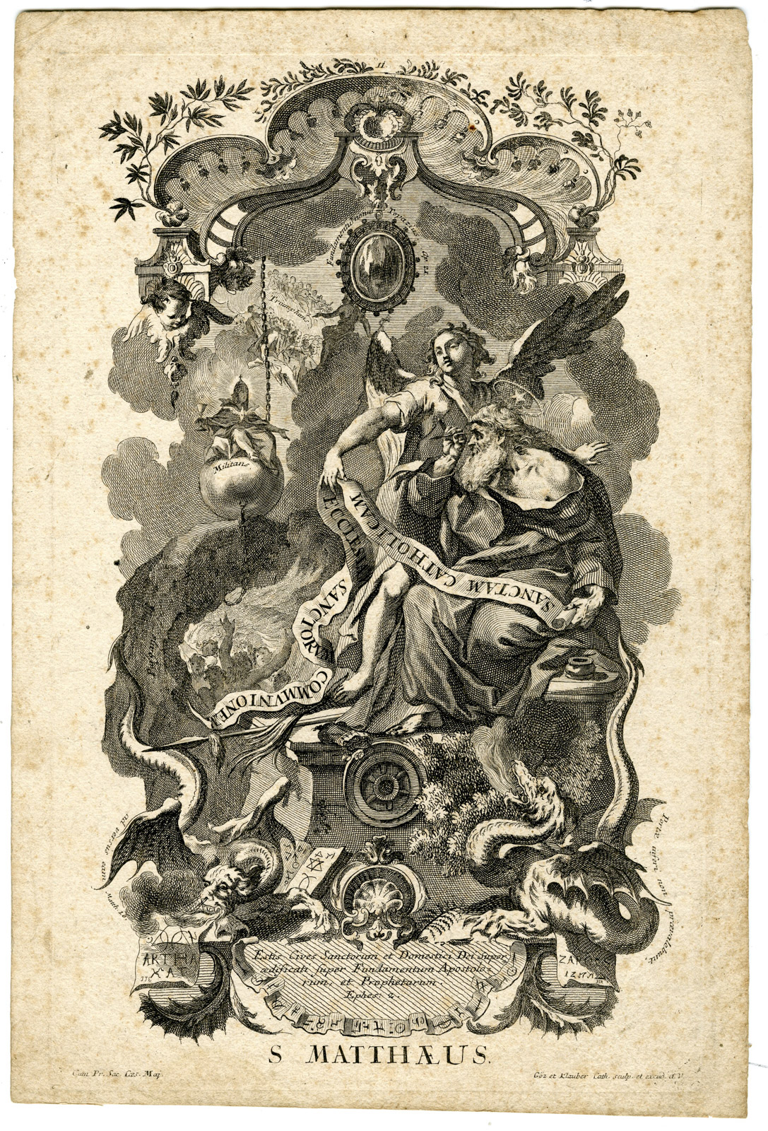 , Antique Master Print-SAINT-MATTHEW-S-MATTHAEUS-Goz-Klauber-c.1740-1770, Pictura Antique Prints