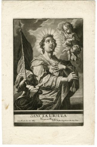 Antique Master Print-SANCTA-SAINT URSULA-VIRGIN-MARTYR-Leopold-ca. 1720-1755
