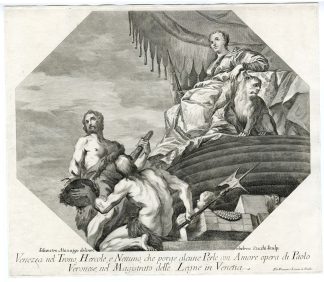 Antique Master Print-VENEZIA-IN-TRONO-HERCOLE-NETTUNO-Zucchi-Veronese-c.1717