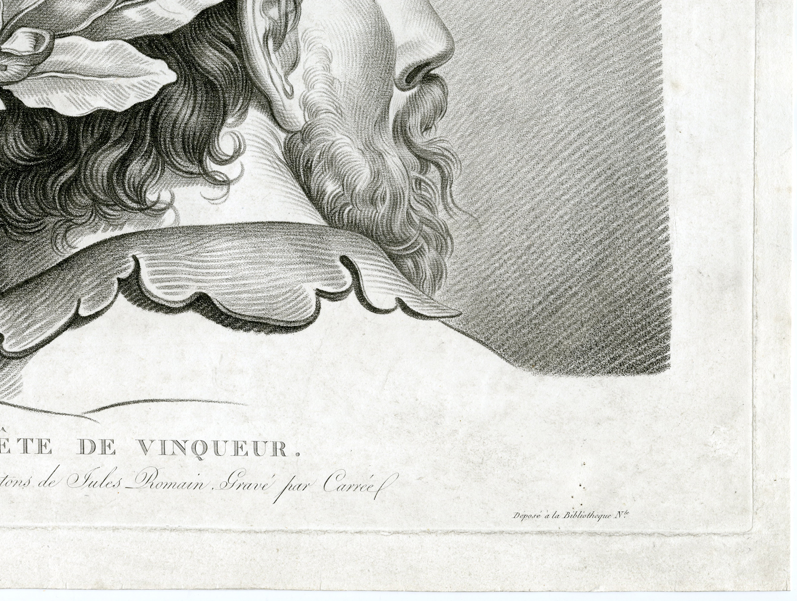 , Antique Master Print-TETE-DE-VAINQUEUR-ROMAN-LAUREATE-Carree-Romain-c.1790-1810, Pictura Antique Prints