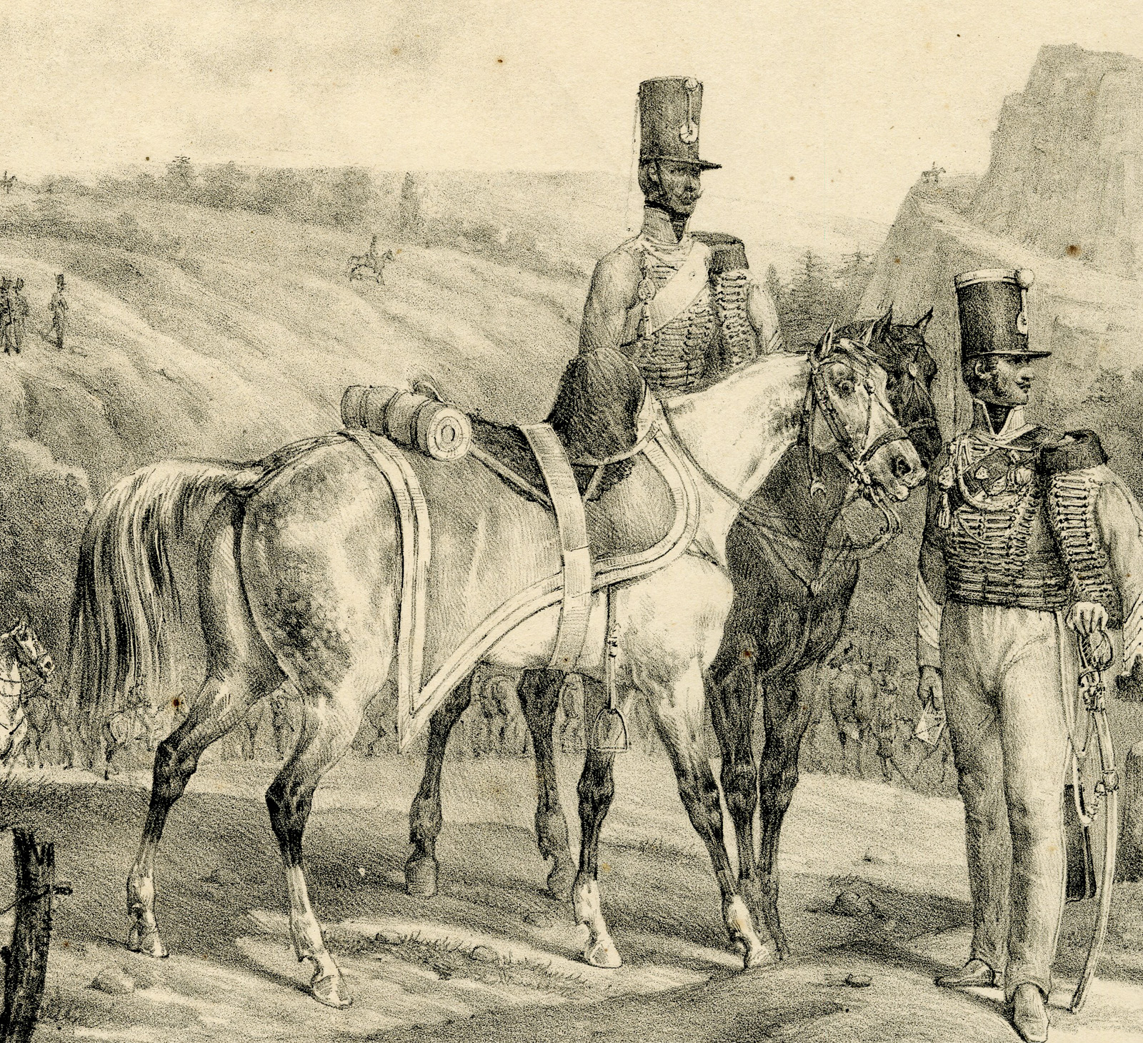 , Antique Master Print-HUSSARDS-DU-NORD-4E-REGIMENT-Bellange-c.1830-1840, Pictura Antique Prints