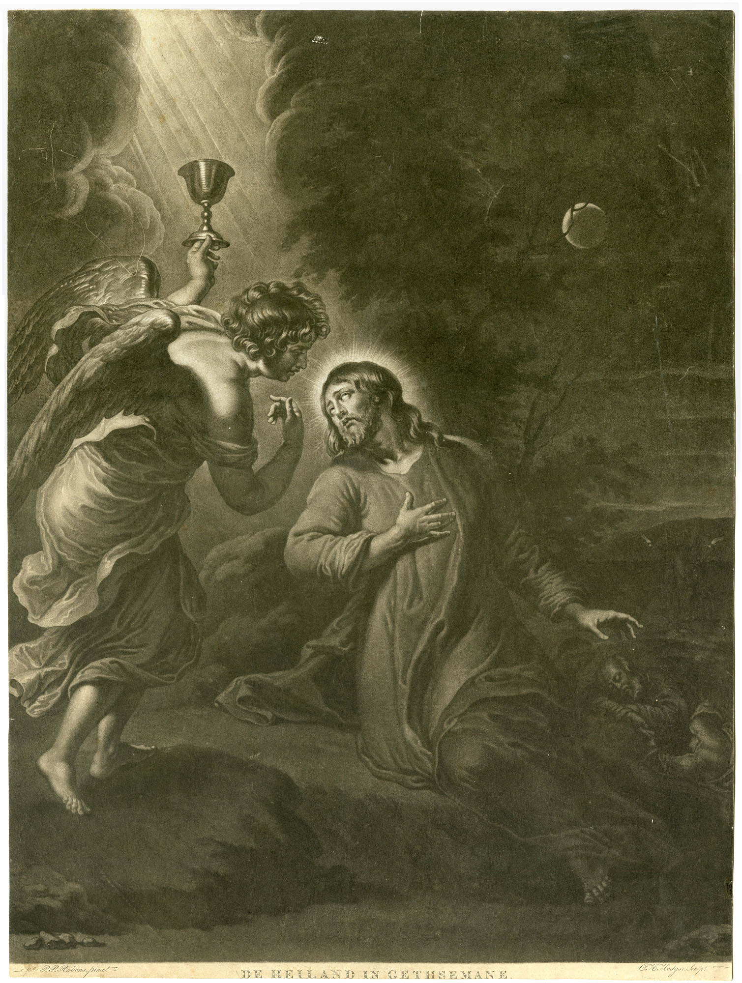 , Antique Master Print-CHRIST-IN-GETHSEMANE-Hodges-Rubens-1808, Pictura Antique Prints