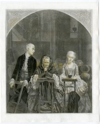 Antique Master Print-ROMANTIC CHURCH ENCOUNTER-GENRE-Allais-Roehn-c.1820