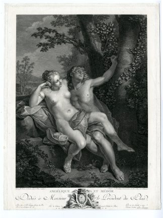 Antique Master Print-ANGELIQUE-MEDOR-ROMANCE-De Launay-Raoux-c.1770