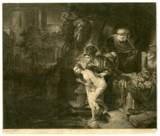 Antique Master Print-SUSANNA AND THE ELDERS-MEZZOTINT-Earlom-Rembrandt-1769