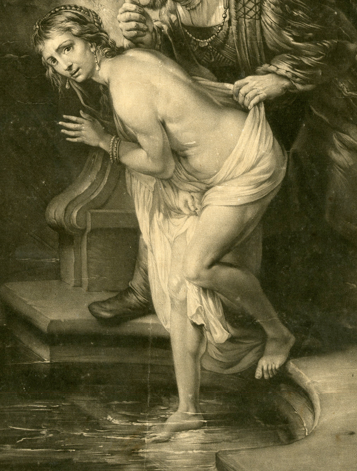 Pco 4648 416x550 Antique Master Print-SUSANNA AND THE ELDERS-MEZZOTINT-Earlom-Rembrandt-1769 - Image 2