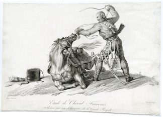 Antique Master Print-FRENCH HORSE-STUDY-ROYAL GUARD-Coqueret-Vernet-c.1810