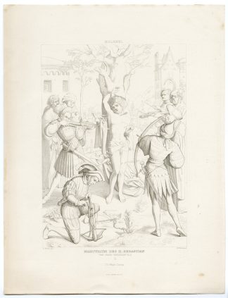 Antique Print-ST-SEBASTIAN-MARTYRIUM-Walde-Forster-Holbein-c.1850