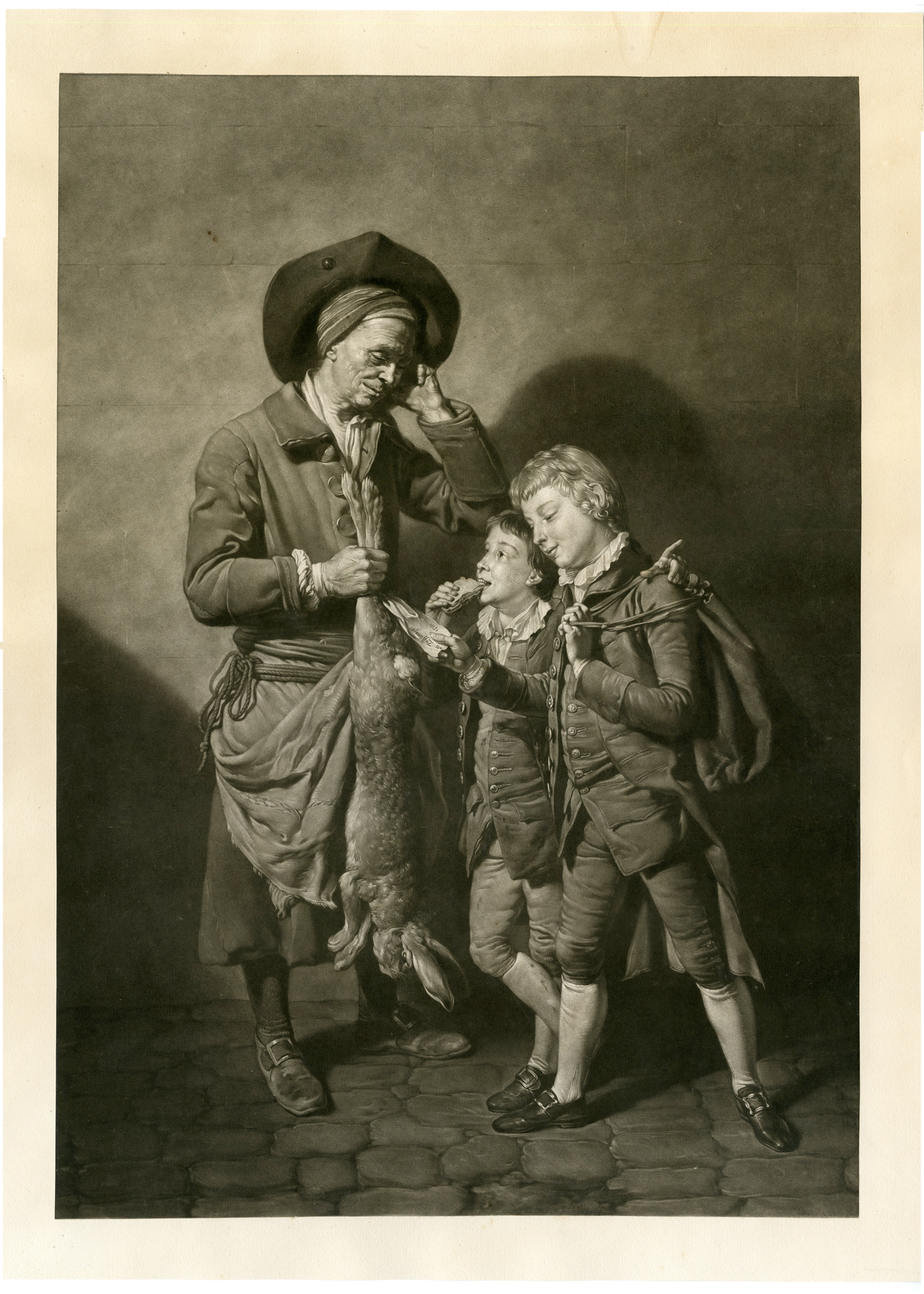 , Antique Master Print-PORTER-HARE-BOYS-MEZZOTINT-Earlom-Zoffany-1774, Pictura Antique Prints