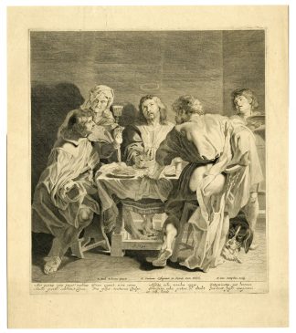 Antique Master Print-CHRIST-AT EMMAUS-DISCIPLES-van Sompel-Rubens-1643