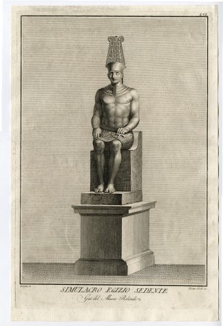 Antique Master Print-EGYPTIAN-SEATED-STATUE-MUSEO-PIO-Parini-Dolcibene-1784