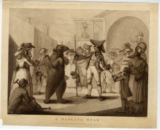 Antique Master Print-DANCING-BEAR-STREET-SCENE-Knight-Bunbury-1785